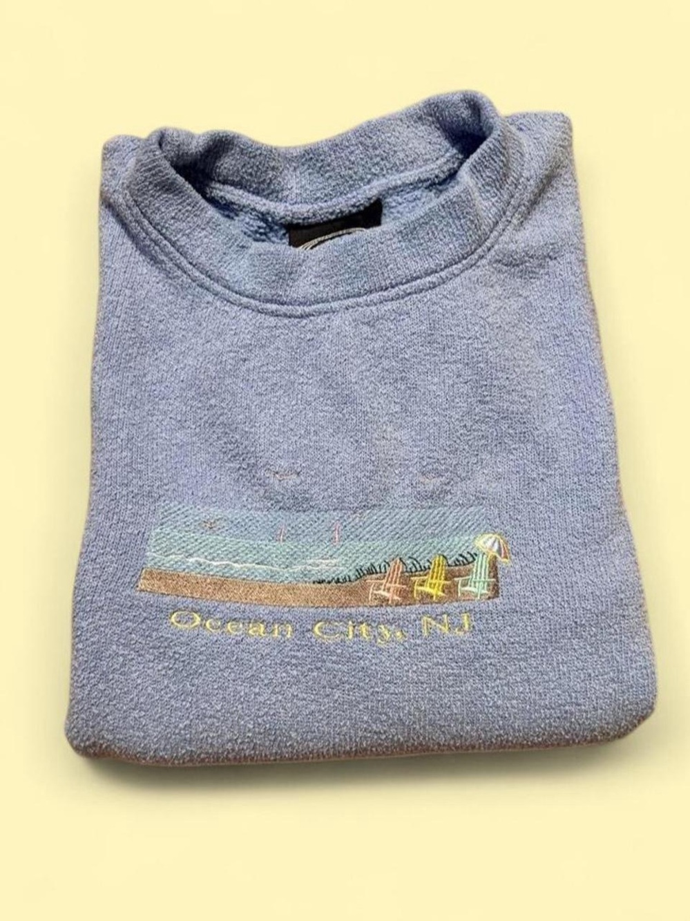 Beach By Exist Lavendar Crewneck Sweater with Subtle Beach Embroidery